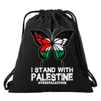 I Stand With Palestine Free Palestine Butterfly Drawstring Bag