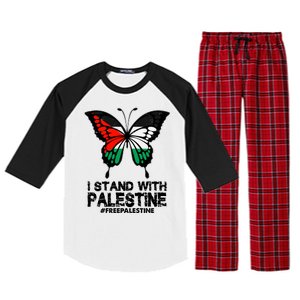 I Stand With Palestine Free Palestine Butterfly Raglan Sleeve Pajama Set