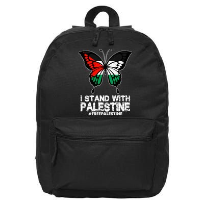 I Stand With Palestine Free Palestine Butterfly 16 in Basic Backpack