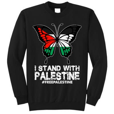 I Stand With Palestine Free Palestine Butterfly Tall Sweatshirt