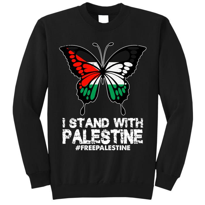 I Stand With Palestine Free Palestine Butterfly Tall Sweatshirt
