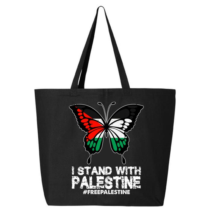 I Stand With Palestine Free Palestine Butterfly 25L Jumbo Tote