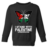 I Stand With Palestine Free Palestine Butterfly Toddler Sweatshirt