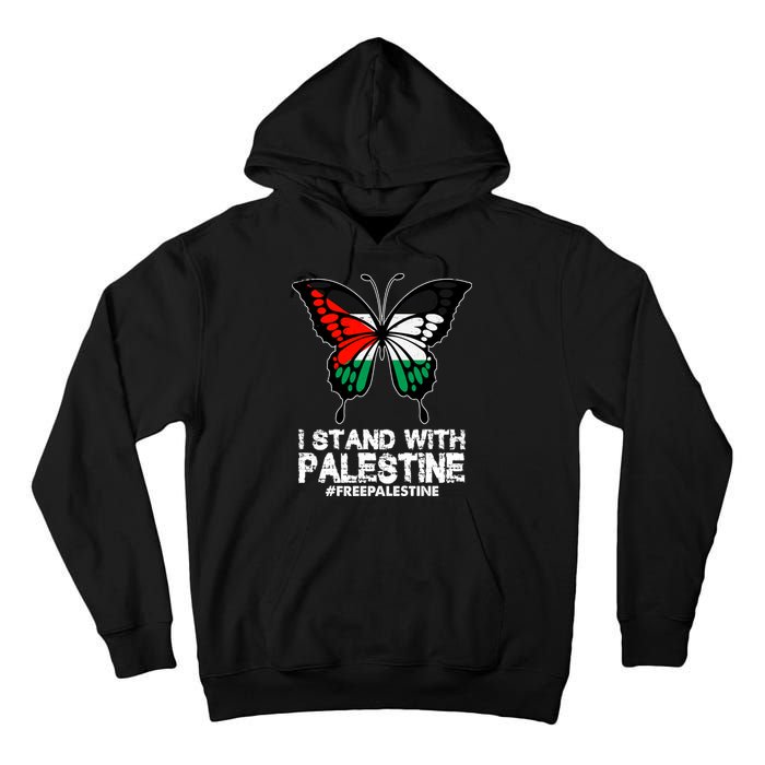 I Stand With Palestine Free Palestine Butterfly Tall Hoodie