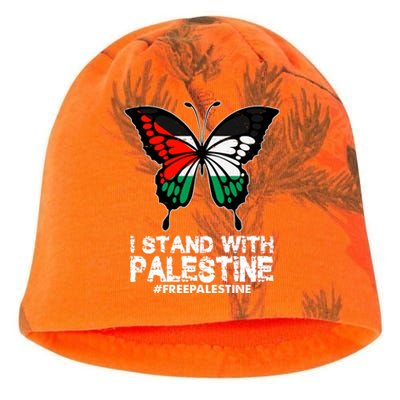 I Stand With Palestine Free Palestine Butterfly Kati - Camo Knit Beanie