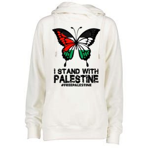 I Stand With Palestine Free Palestine Butterfly Womens Funnel Neck Pullover Hood