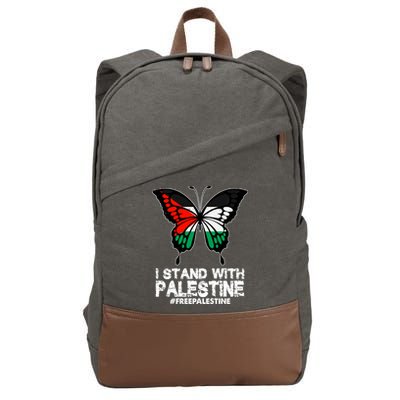 I Stand With Palestine Free Palestine Butterfly Cotton Canvas Backpack