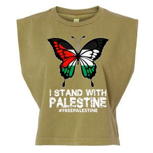 I Stand With Palestine Free Palestine Butterfly Garment-Dyed Women's Muscle Tee