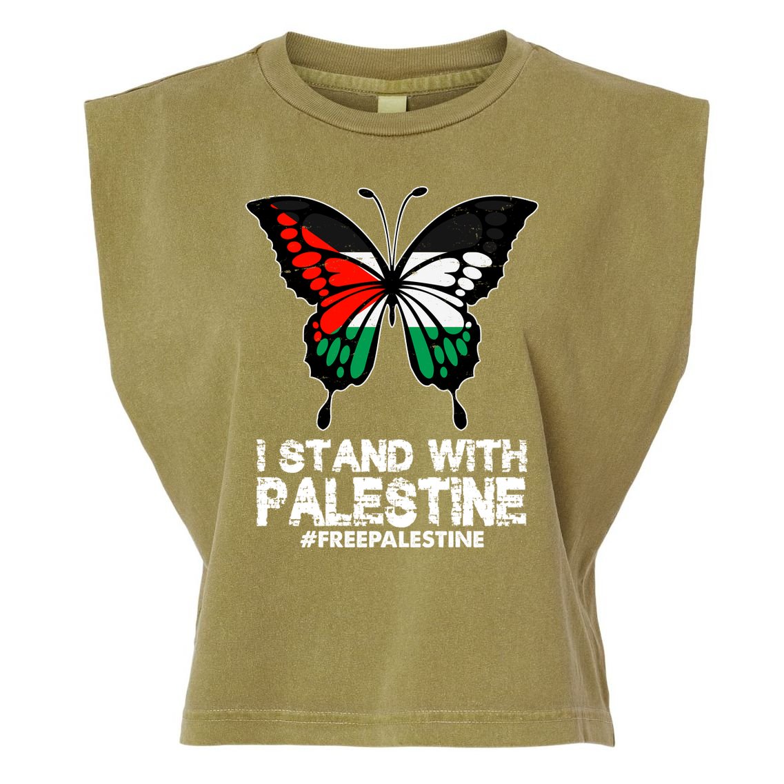 I Stand With Palestine Free Palestine Butterfly Garment-Dyed Women's Muscle Tee