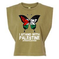 I Stand With Palestine Free Palestine Butterfly Garment-Dyed Women's Muscle Tee