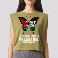 I Stand With Palestine Free Palestine Butterfly Garment-Dyed Women's Muscle Tee