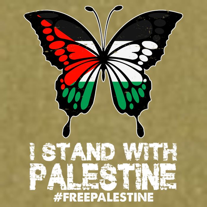 I Stand With Palestine Free Palestine Butterfly Garment-Dyed Women's Muscle Tee