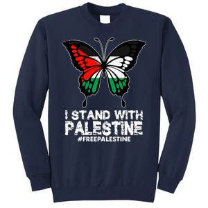 I Stand With Palestine Free Palestine Butterfly Tall Sweatshirt