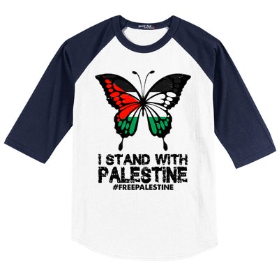 I Stand With Palestine Free Palestine Butterfly Baseball Sleeve Shirt