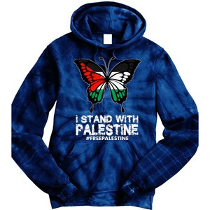 I Stand With Palestine Free Palestine Butterfly Tie Dye Hoodie