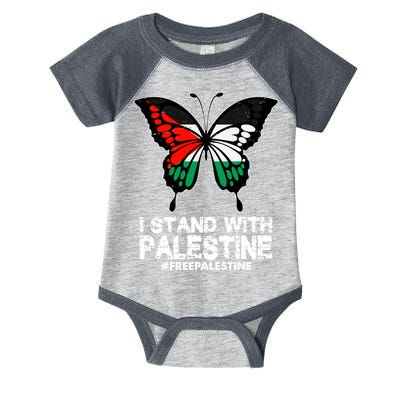 I Stand With Palestine Free Palestine Butterfly Infant Baby Jersey Bodysuit