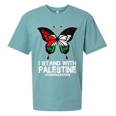 I Stand With Palestine Free Palestine Butterfly Sueded Cloud Jersey T-Shirt