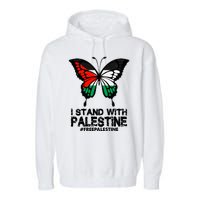 I Stand With Palestine Free Palestine Butterfly Garment-Dyed Fleece Hoodie