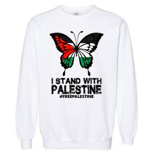 I Stand With Palestine Free Palestine Butterfly Garment-Dyed Sweatshirt