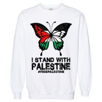 I Stand With Palestine Free Palestine Butterfly Garment-Dyed Sweatshirt