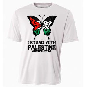 I Stand With Palestine Free Palestine Butterfly Cooling Performance Crew T-Shirt