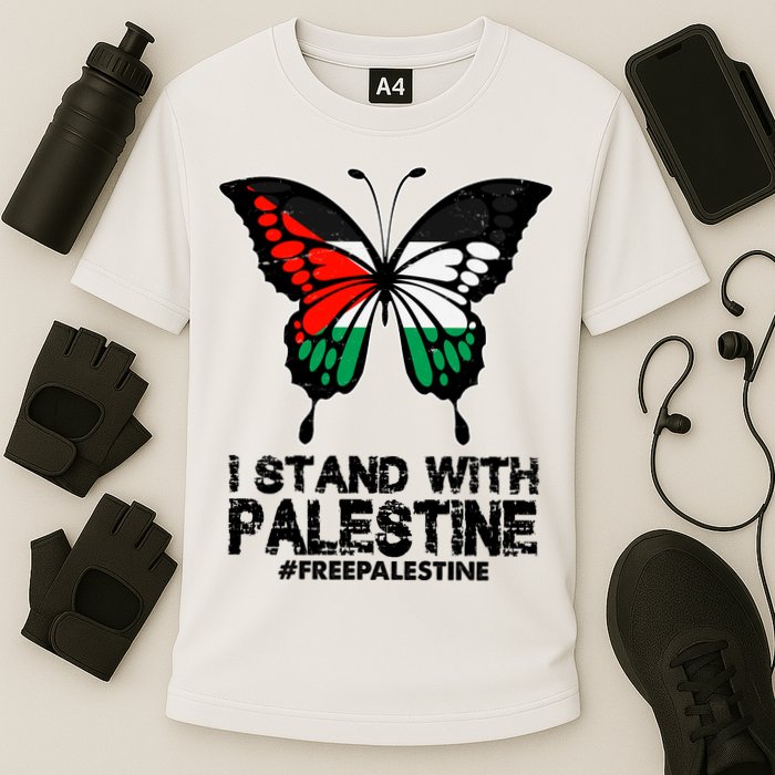 I Stand With Palestine Free Palestine Butterfly Performance Shirt