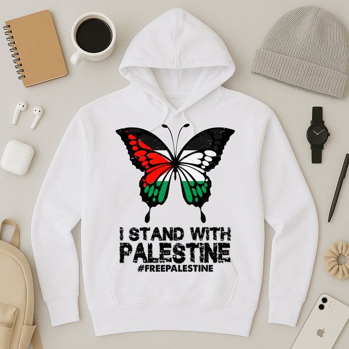 I Stand With Palestine Free Palestine Butterfly Hoodie