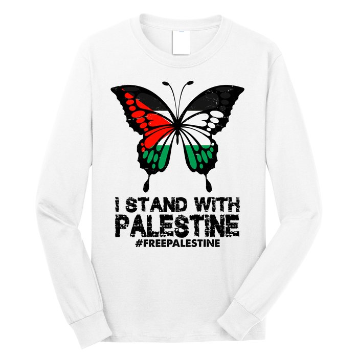 I Stand With Palestine Free Palestine Butterfly Long Sleeve Shirt