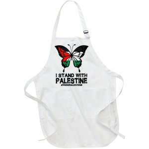 I Stand With Palestine Free Palestine Butterfly Full-Length Apron With Pockets