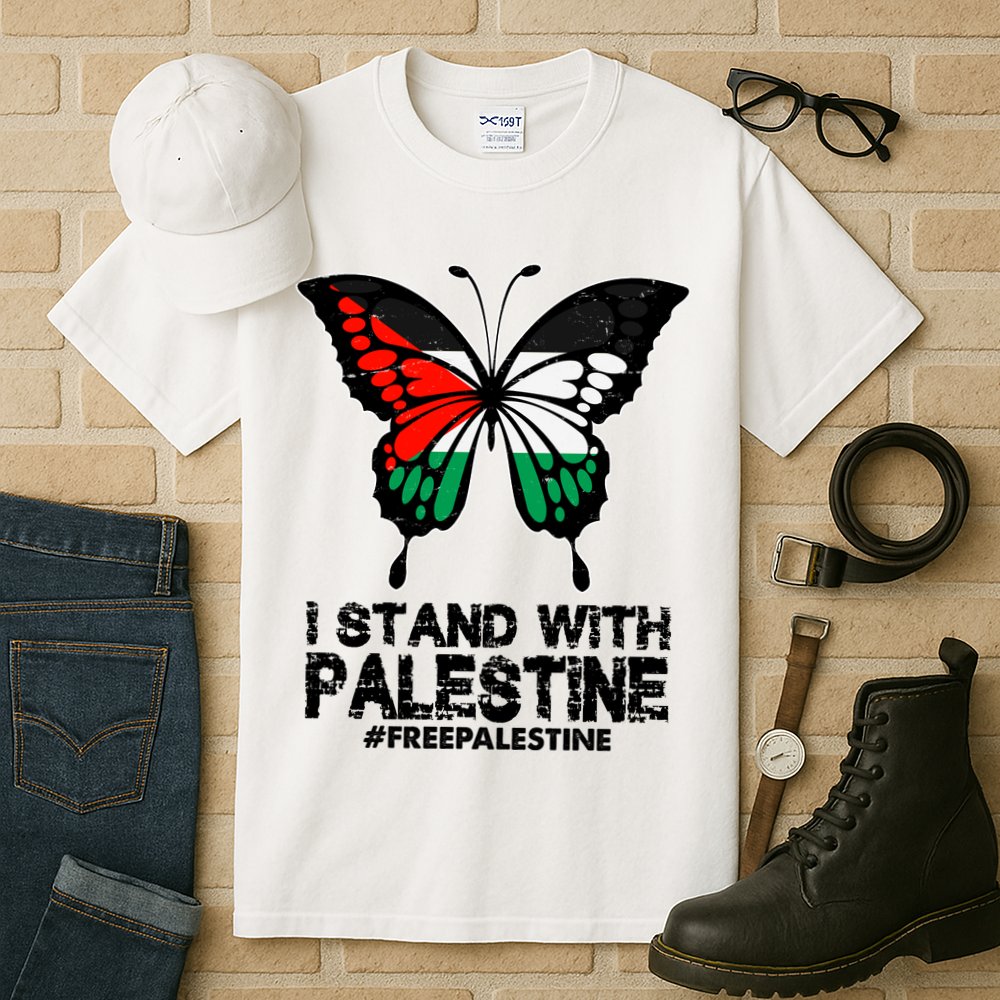I Stand With Palestine Free Palestine Butterfly Tall T-Shirt