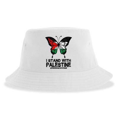 I Stand With Palestine Free Palestine Butterfly Sustainable Bucket Hat