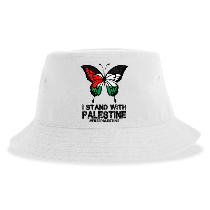 I Stand With Palestine Free Palestine Butterfly Sustainable Bucket Hat