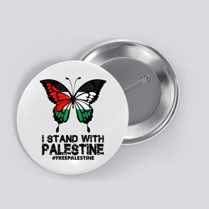 I Stand With Palestine Free Palestine Butterfly Button