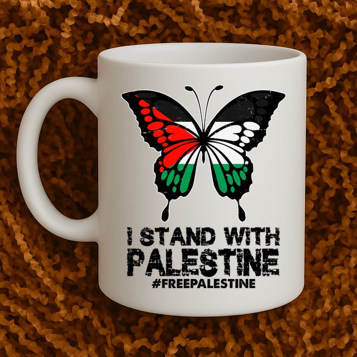 I Stand With Palestine Free Palestine Butterfly Mug