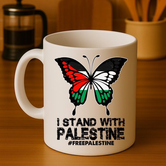 I Stand With Palestine Free Palestine Butterfly Mug