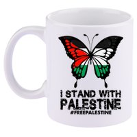 I Stand With Palestine Free Palestine Butterfly 11oz C Handle Ceramic Mug