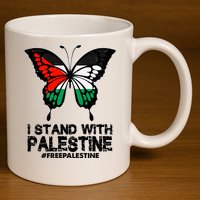 I Stand With Palestine Free Palestine Butterfly 11oz C Handle Ceramic Mug