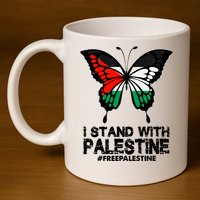 I Stand With Palestine Free Palestine Butterfly 11oz C Handle Ceramic Mug