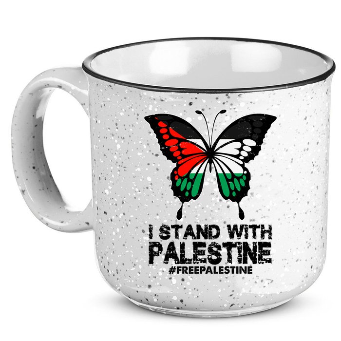 I Stand With Palestine Free Palestine Butterfly 15oz Campfire Ceramic Mug