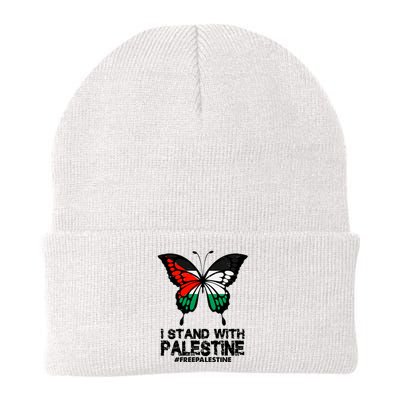 I Stand With Palestine Free Palestine Butterfly Knit Cap Winter Beanie