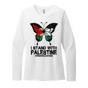 I Stand With Palestine Free Palestine Butterfly Womens CVC Long Sleeve Shirt