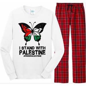 I Stand With Palestine Free Palestine Butterfly Long Sleeve Pajama Set