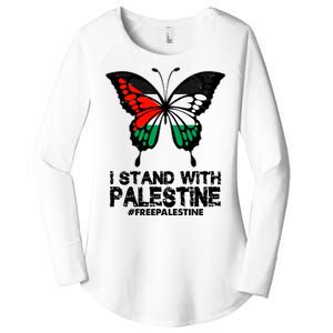 I Stand With Palestine Free Palestine Butterfly Women's Perfect Tri Tunic Long Sleeve Shirt