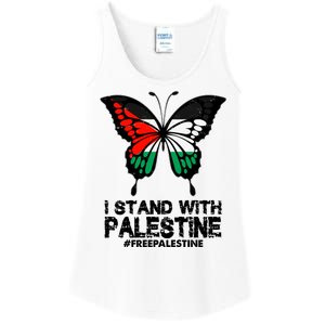 I Stand With Palestine Free Palestine Butterfly Ladies Essential Tank