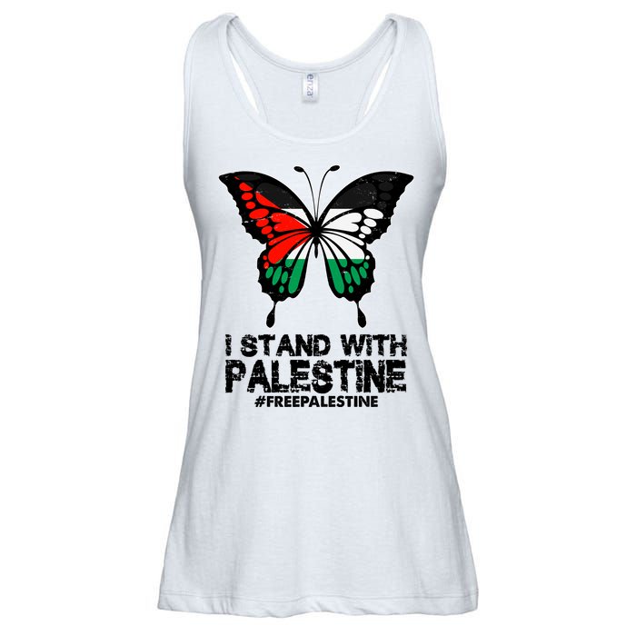 I Stand With Palestine Free Palestine Butterfly Ladies Essential Flowy Tank
