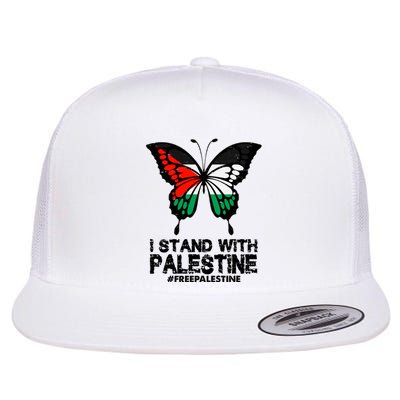 I Stand With Palestine Free Palestine Butterfly Flat Bill Trucker Hat