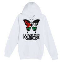 I Stand With Palestine Free Palestine Butterfly Premium Pullover Hoodie