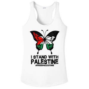 I Stand With Palestine Free Palestine Butterfly Ladies PosiCharge Competitor Racerback Tank