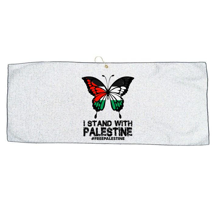 I Stand With Palestine Free Palestine Butterfly Large Microfiber Waffle Golf Towel