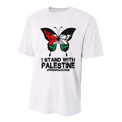 I Stand With Palestine Free Palestine Butterfly Youth Performance Sprint T-Shirt